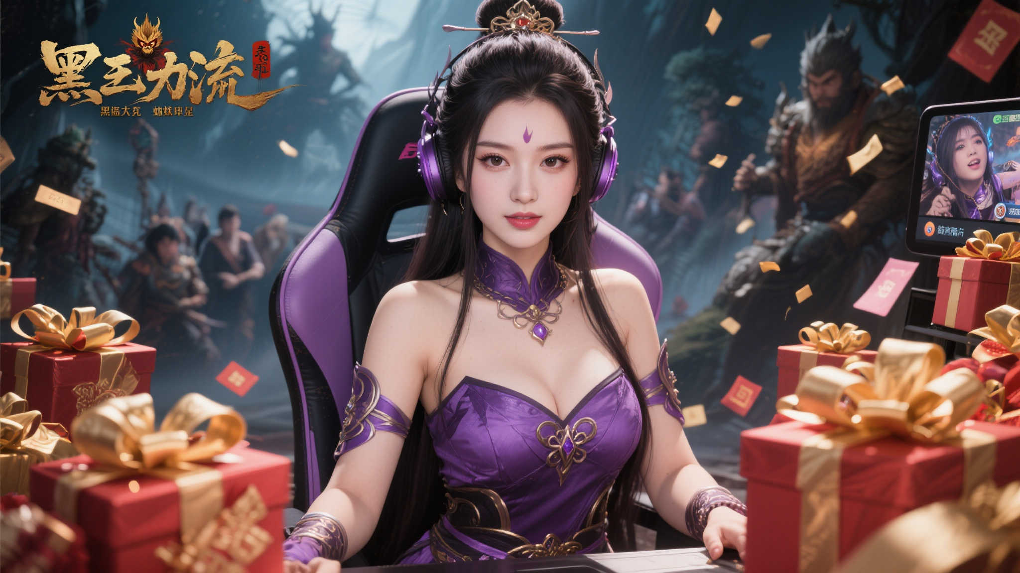 美女主播紫蛛儿喜获大量《黑神话：悟空》礼物，乐不可支