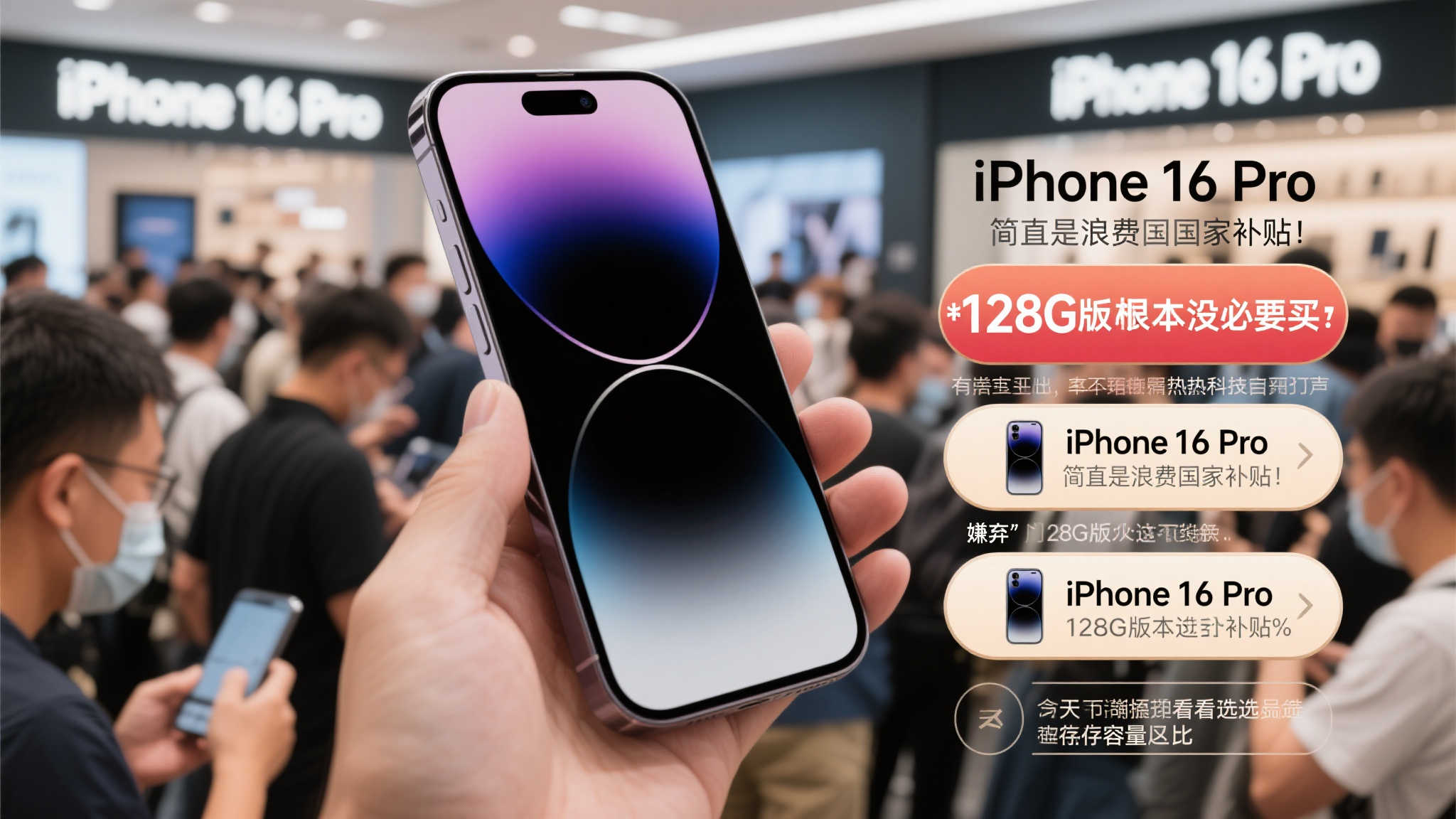 iPhone 16 Pro热销断货!博主吐槽:128G版本纯属浪费国家补贴 最近,iPhone 16 Pro一经发售